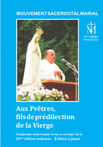 couverture du livre bleu. Mouvement sacerdotal marial. Aux prêtres, fils de prédilection de la vierge